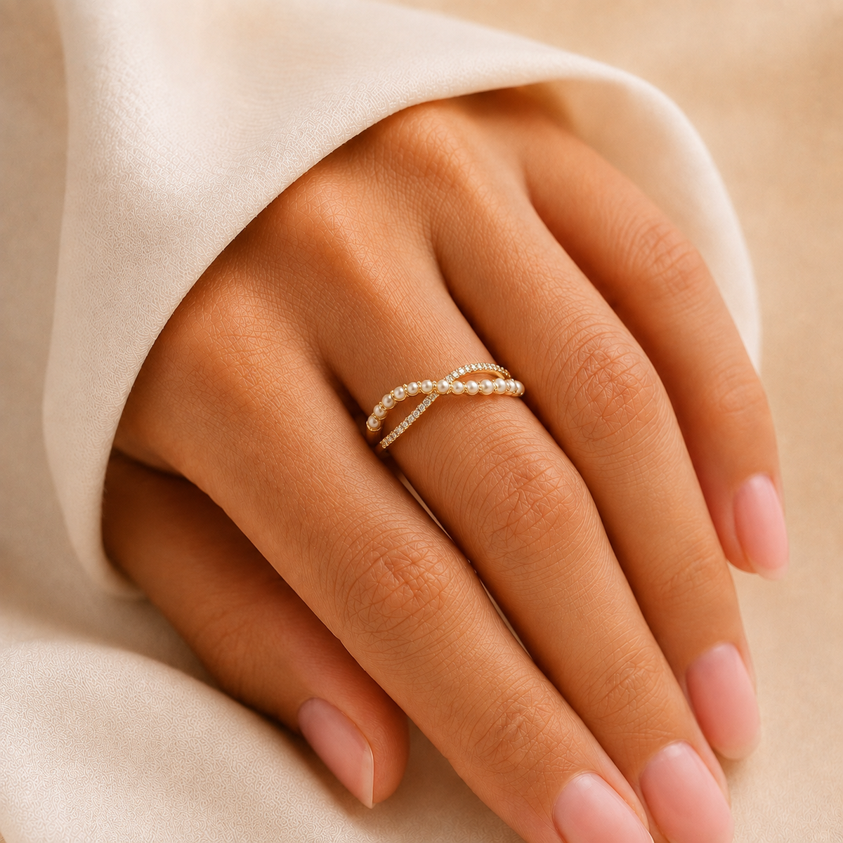 Diamond Pearl Ring