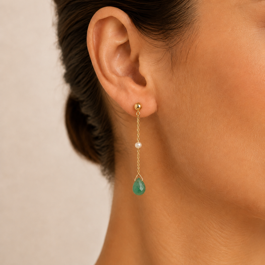 Emerald Pearl Earrings