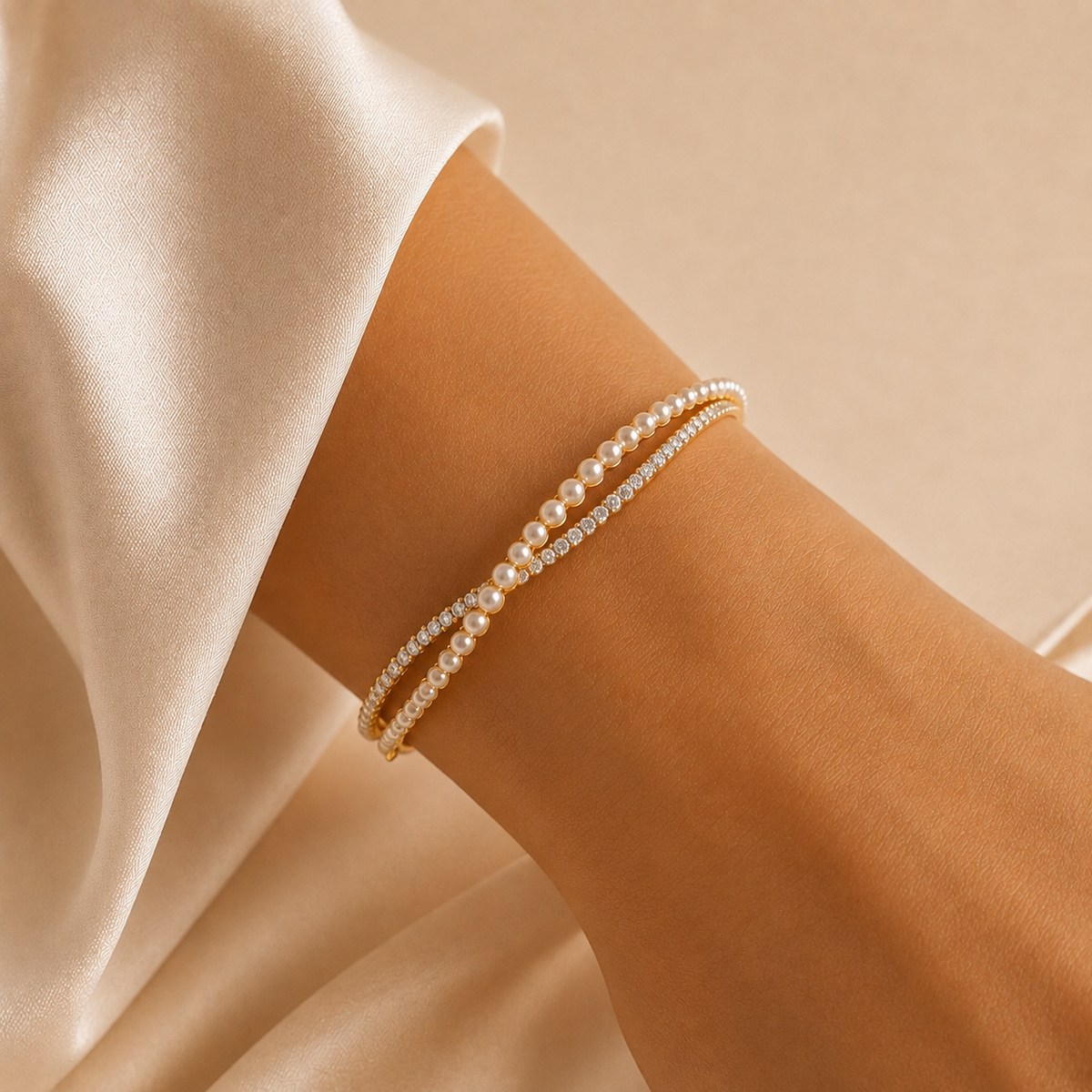 Diamond & Pearl Bangle