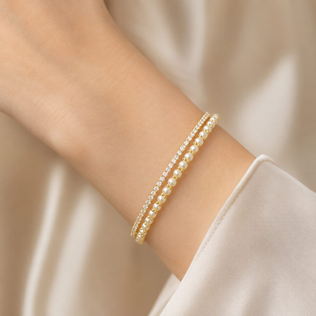 Diamond & Pearl Bangle