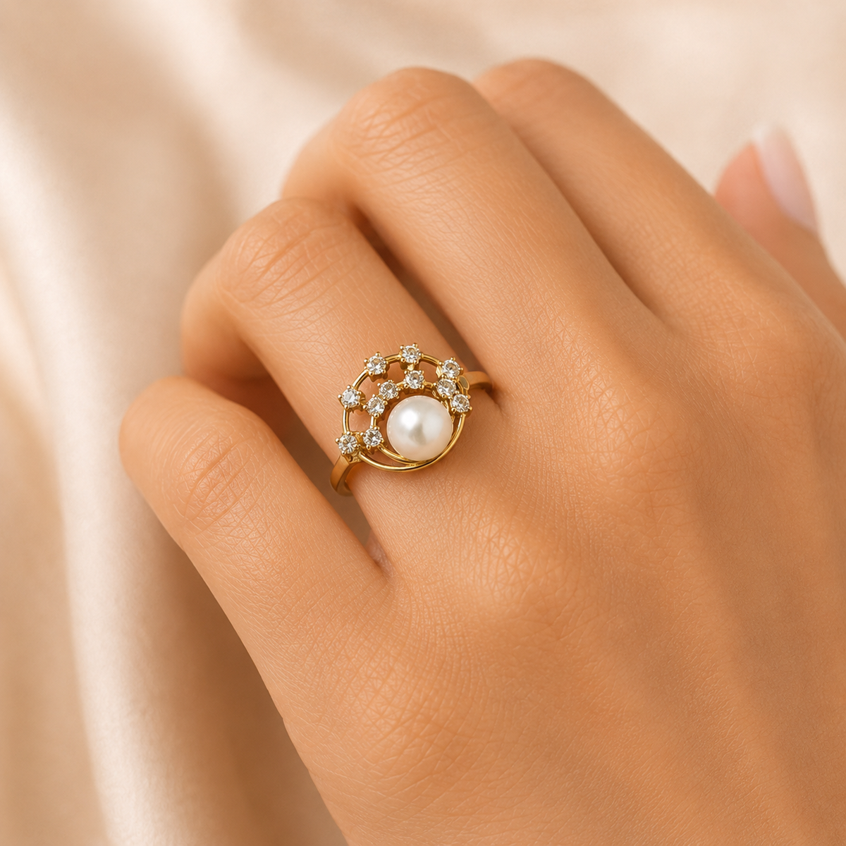Pearl Diamond Ring