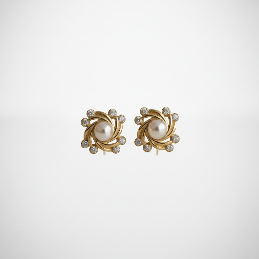 Pearl & Diamond Earrings