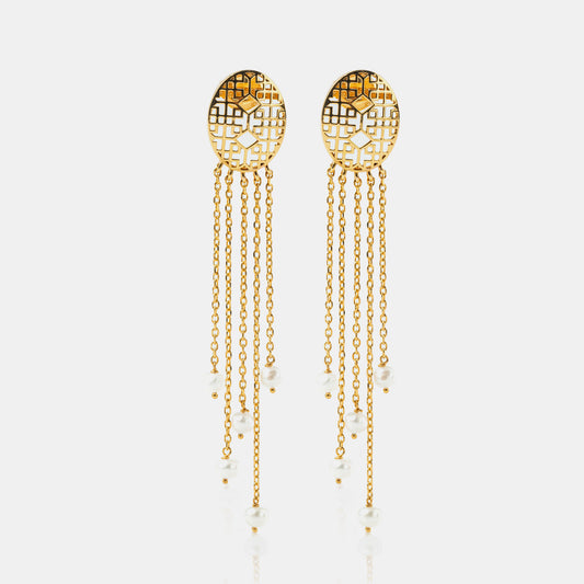 Gold string earrings